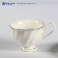 Pure White Logo Customized Fine Ceramic Bone China Coffee Cup And Saucer